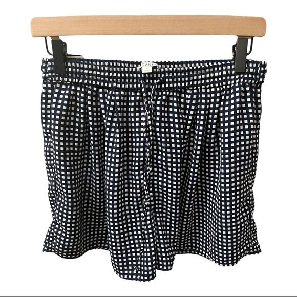 J. Crew Mercantile Navy Blue and White Checked Elastic Wasit Shorts Size Small - Picture 1 of 3
